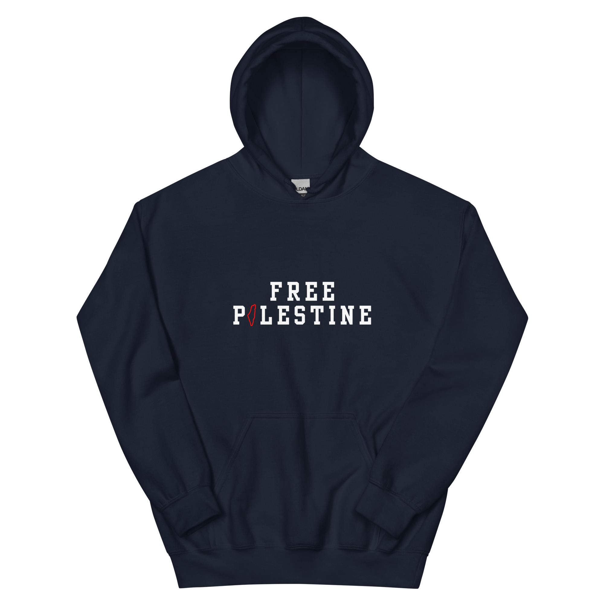 FREE PALESTINE WITH MAP OUTLINE - Unisex Hoodie - Billede 2