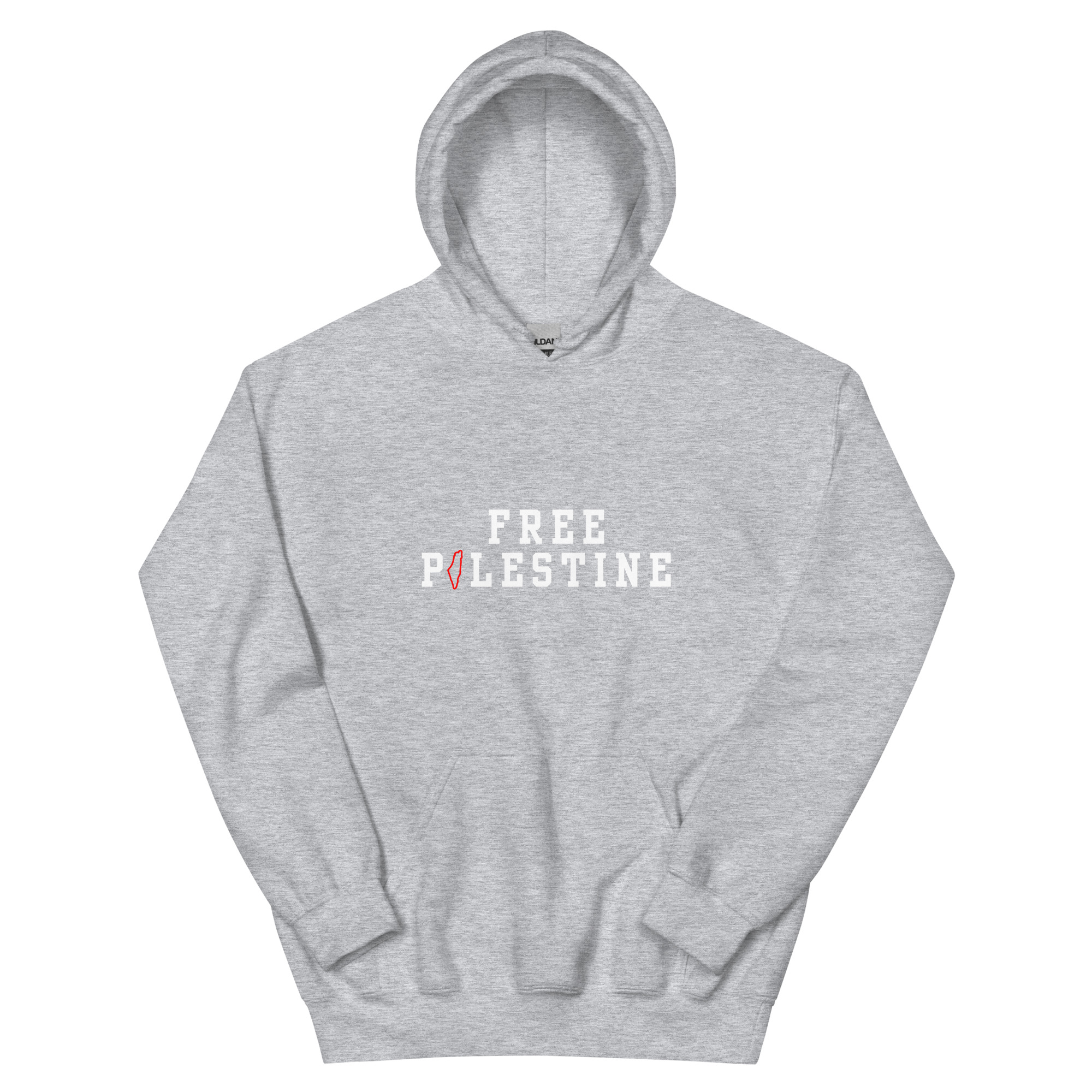 FREE PALESTINE WITH MAP OUTLINE - Unisex Hoodie - Billede 4
